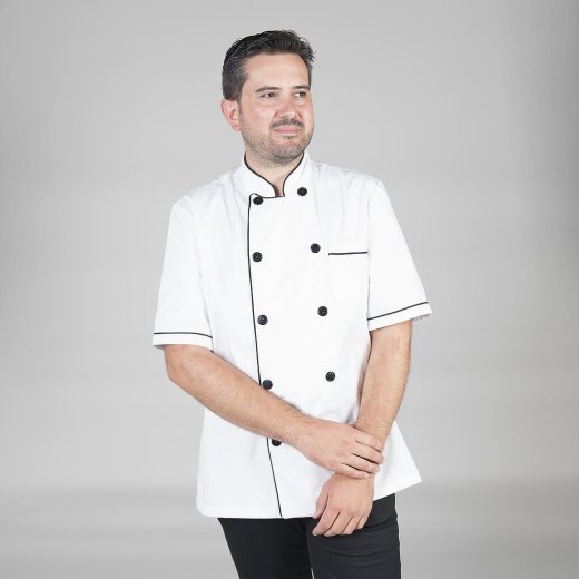 GIACCA CUCINA UNISEX M/C BIANCA BORDINO COLORATO