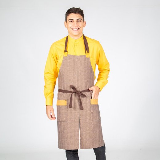 GREMBIULE CON PETTORINA IN CIOCCOLATO 2 COLORI 82X72 CM