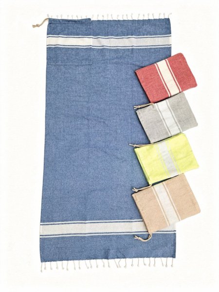 1106 Telo Mare In Cotone Richiudibile Con Sacca